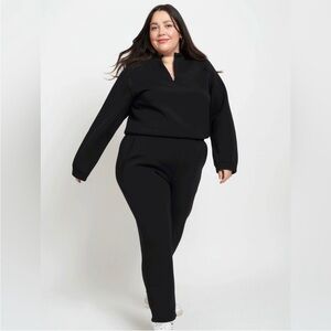 Leze the Label Black Athena V-neck pullover sweat shirt-XL. B52